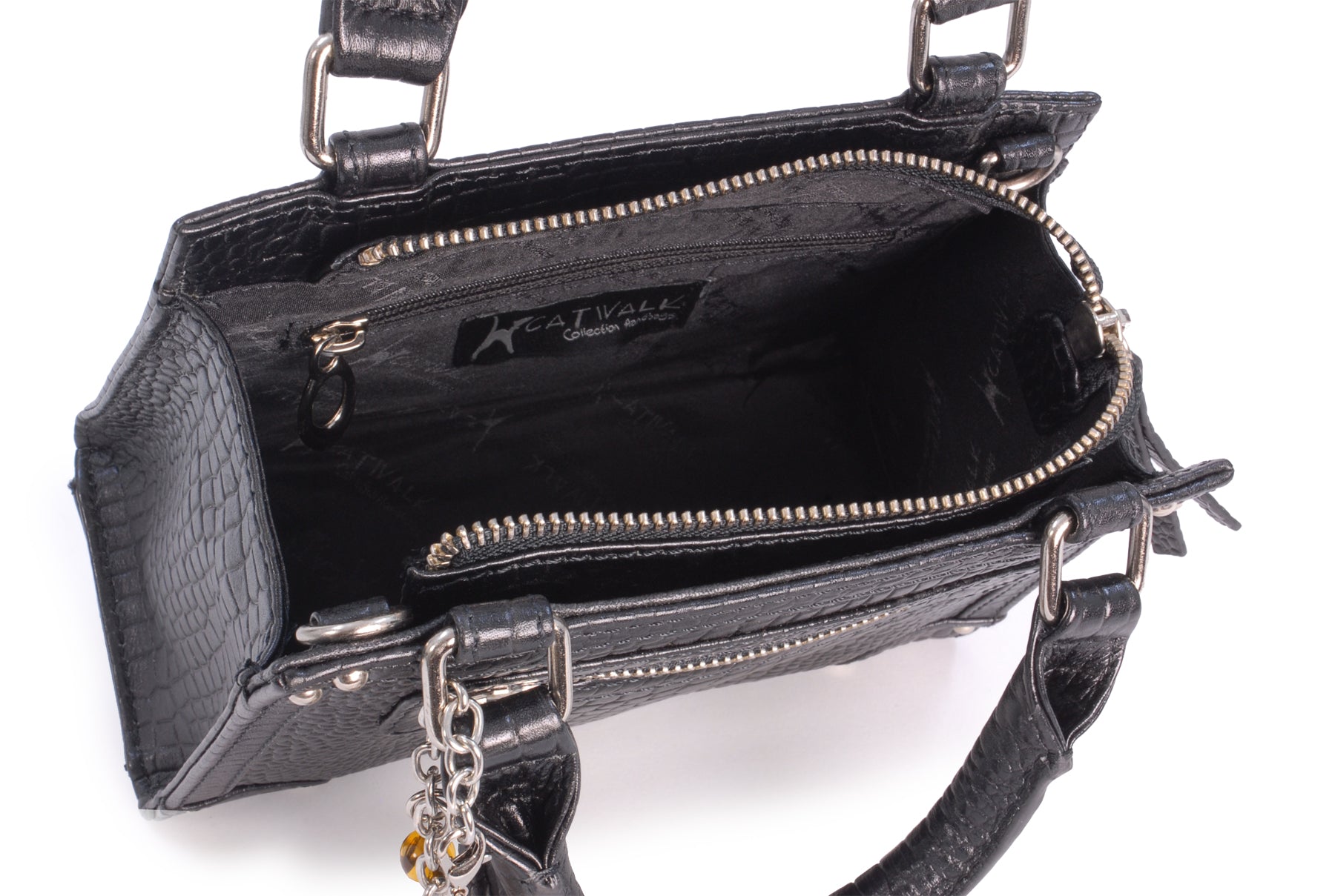 Black and white leather handbags best sale